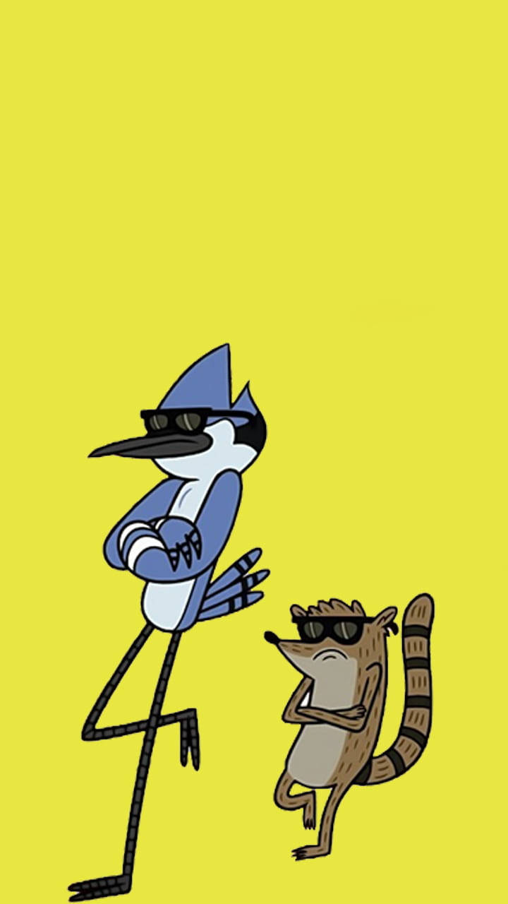 Mordecai And Rigby With Shades Background