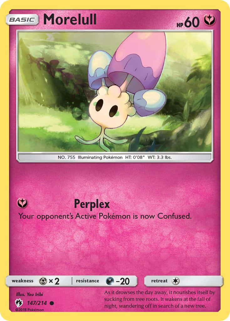 Morelull Pokemon Card Pink Background
