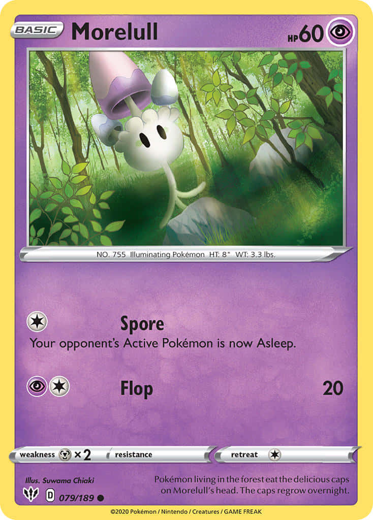 Morelull Pokemon Card Purple Background
