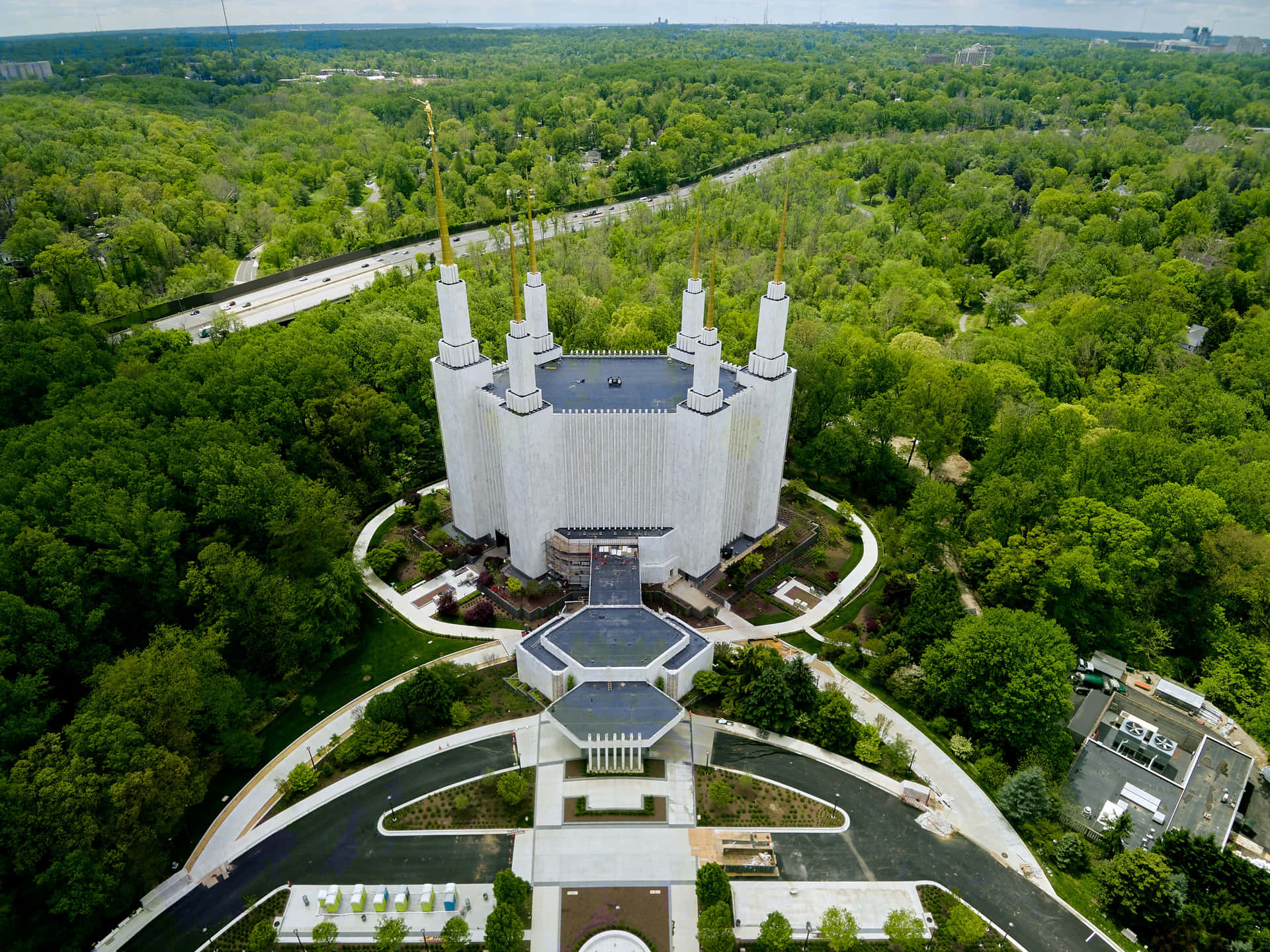 Mormon Temple In Washington Top View Background
