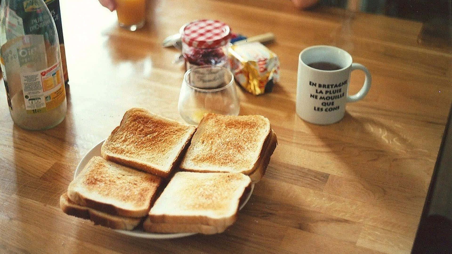 Morning Breakfast Toast Table Setting Background