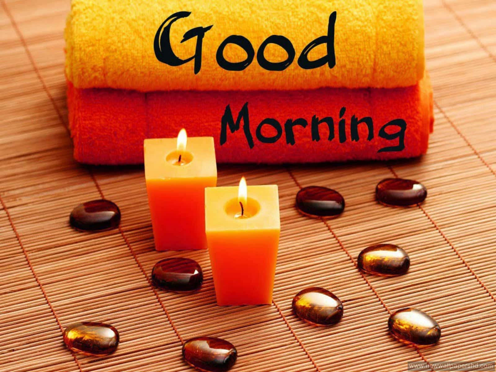 Morning Candles And Towels Background