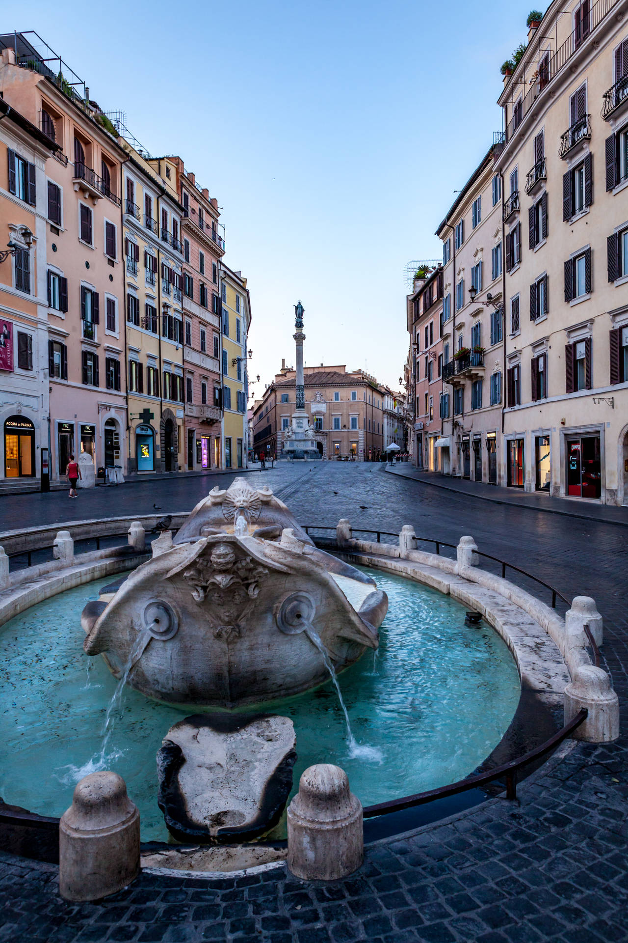 Morning City Fountain Background