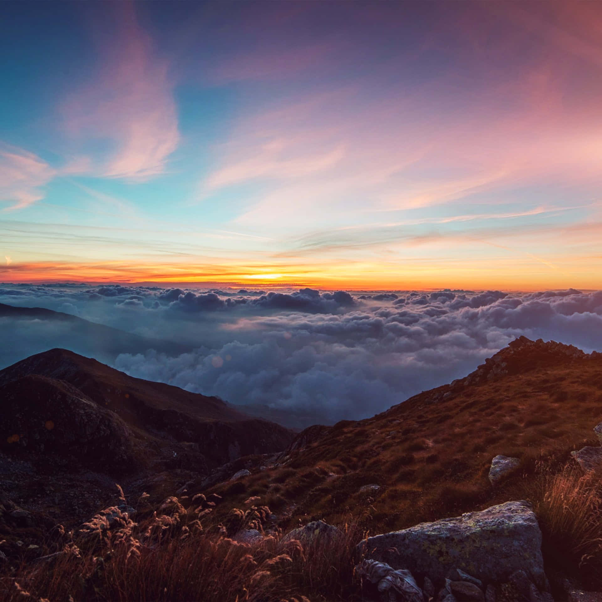 Morning Sunrise Over Mountains