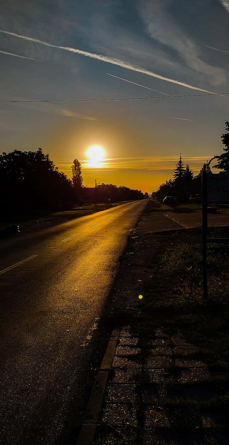 Morning Sunrise Roadside Background