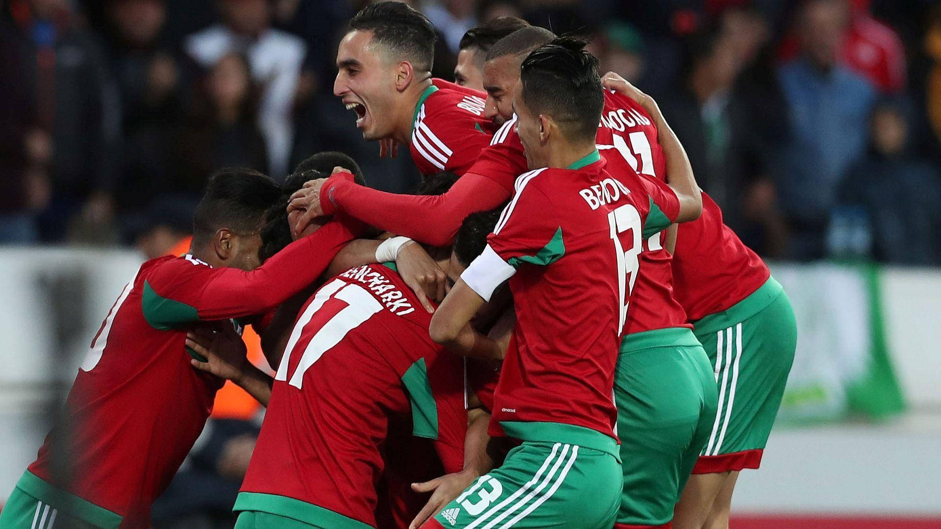 Morocco National Football Team Celebrating Background