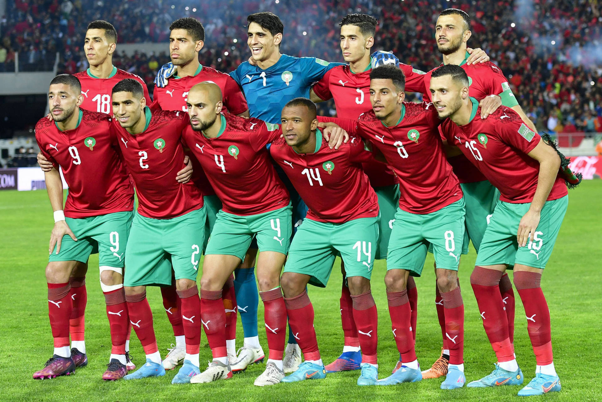 Morocco National Football Team Group Photo Side View Background