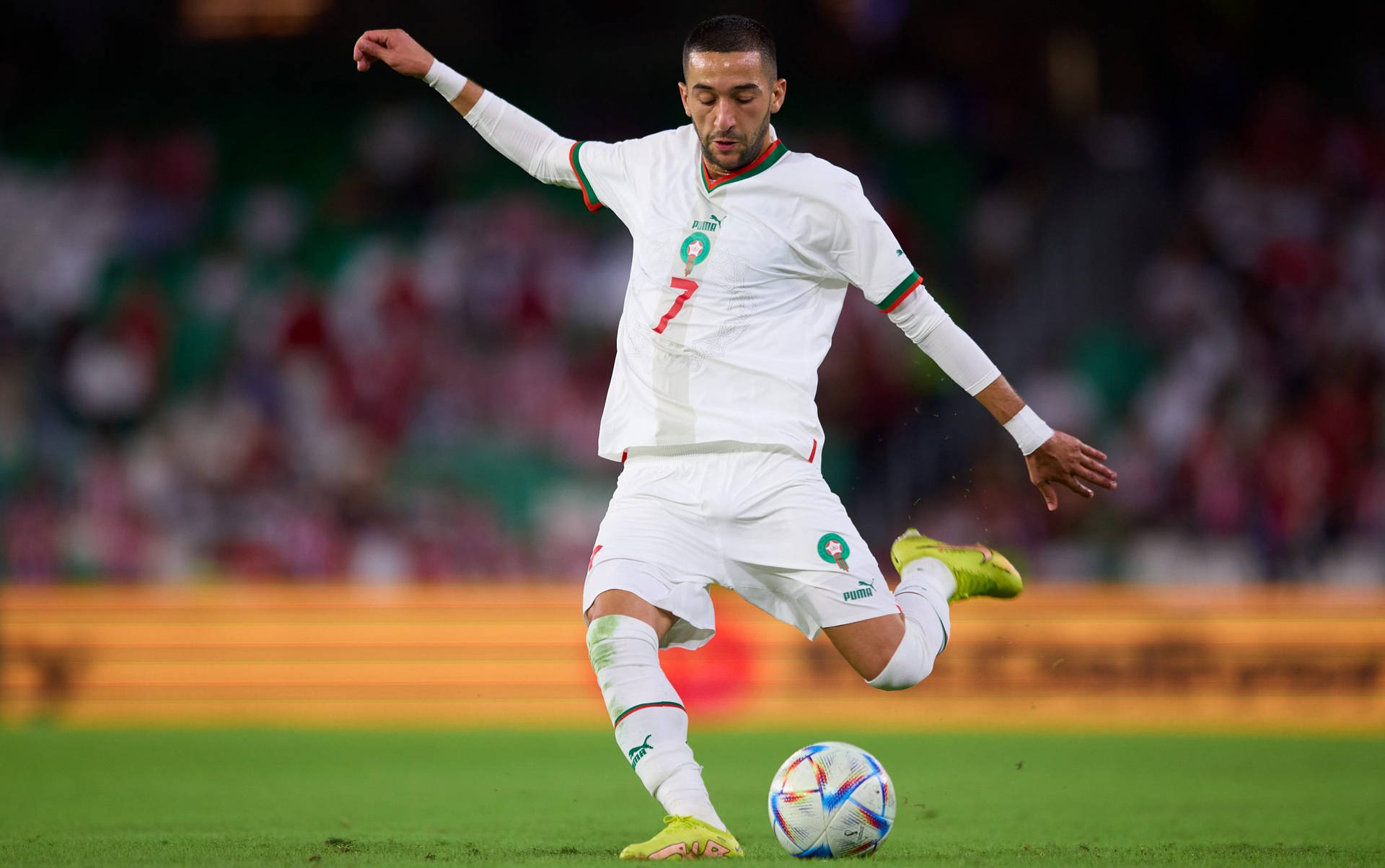 Morocco National Football Team Hakim Ziyech In White Background