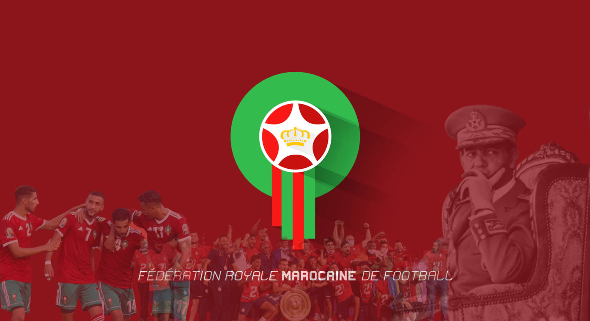 Morocco National Football Team Logo Red Aesthetic Background