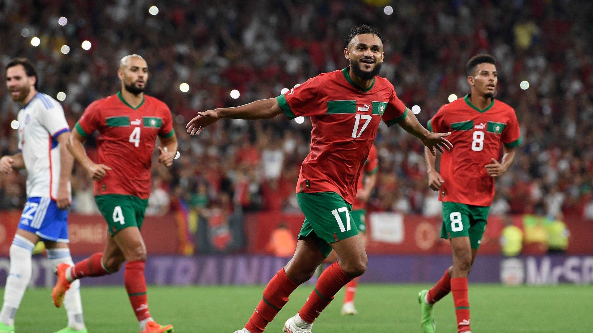 Morocco National Football Team Players Running Background