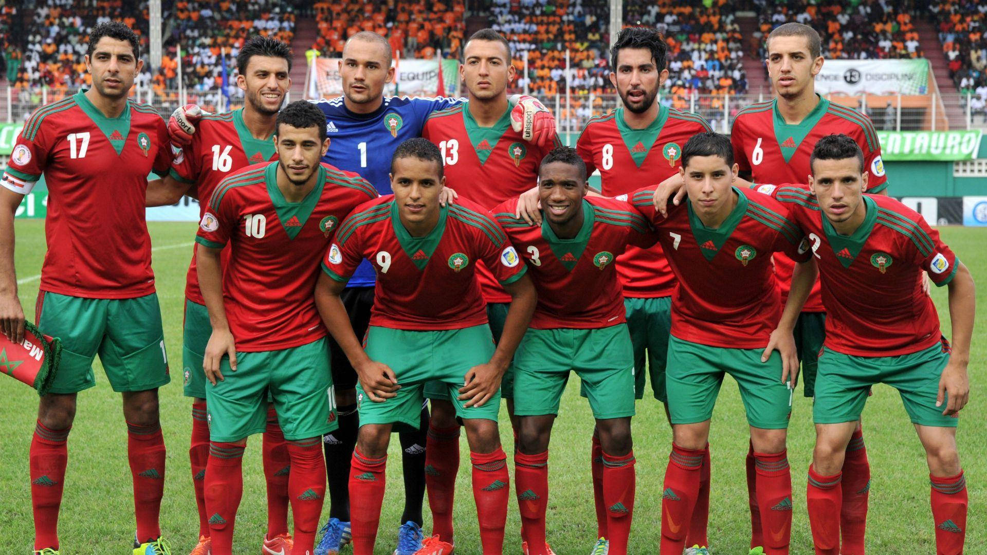 Morocco National Football Team Red And Green Aesthetic Background