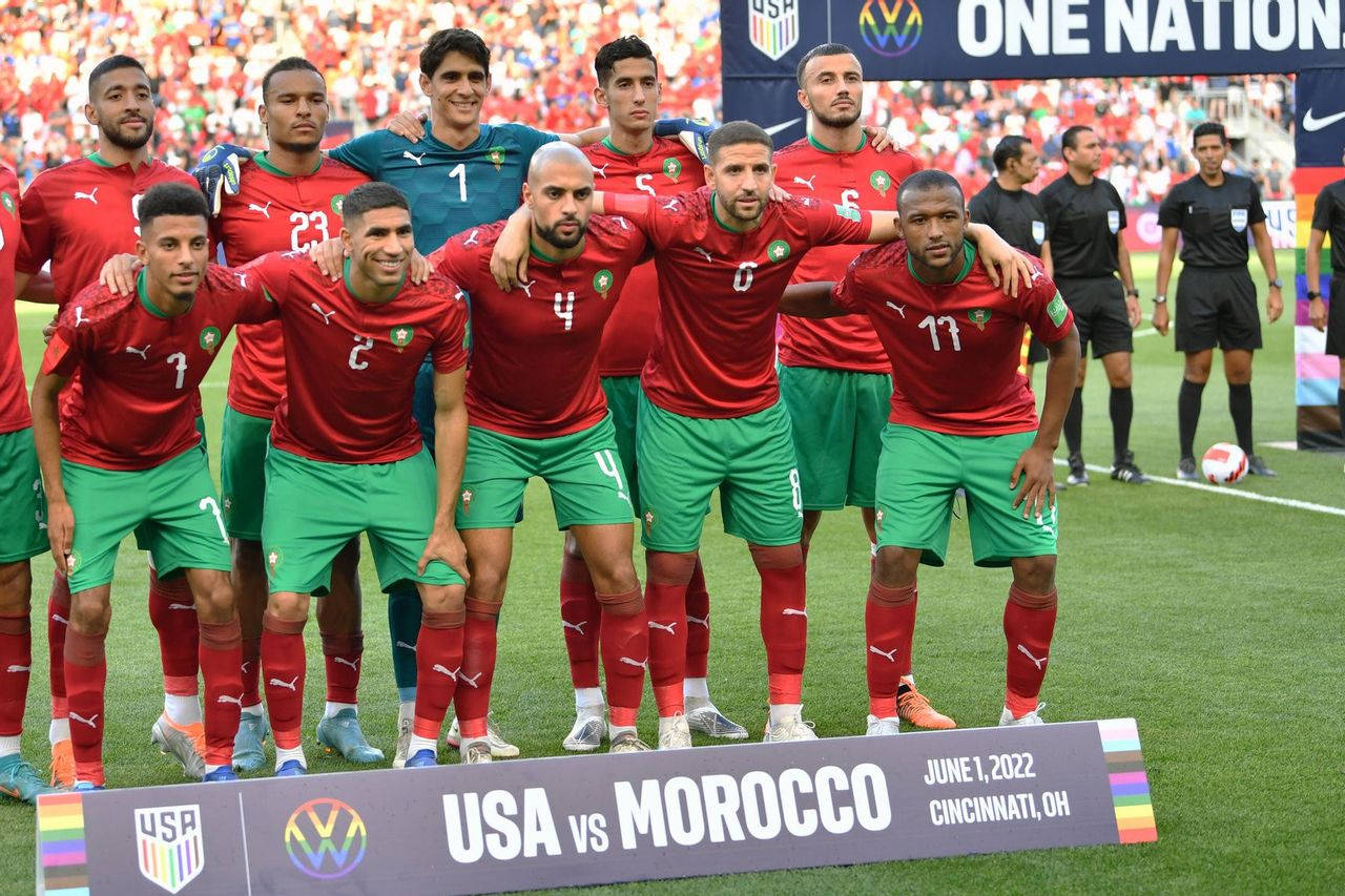 Morocco National Football Team Red And Green Background