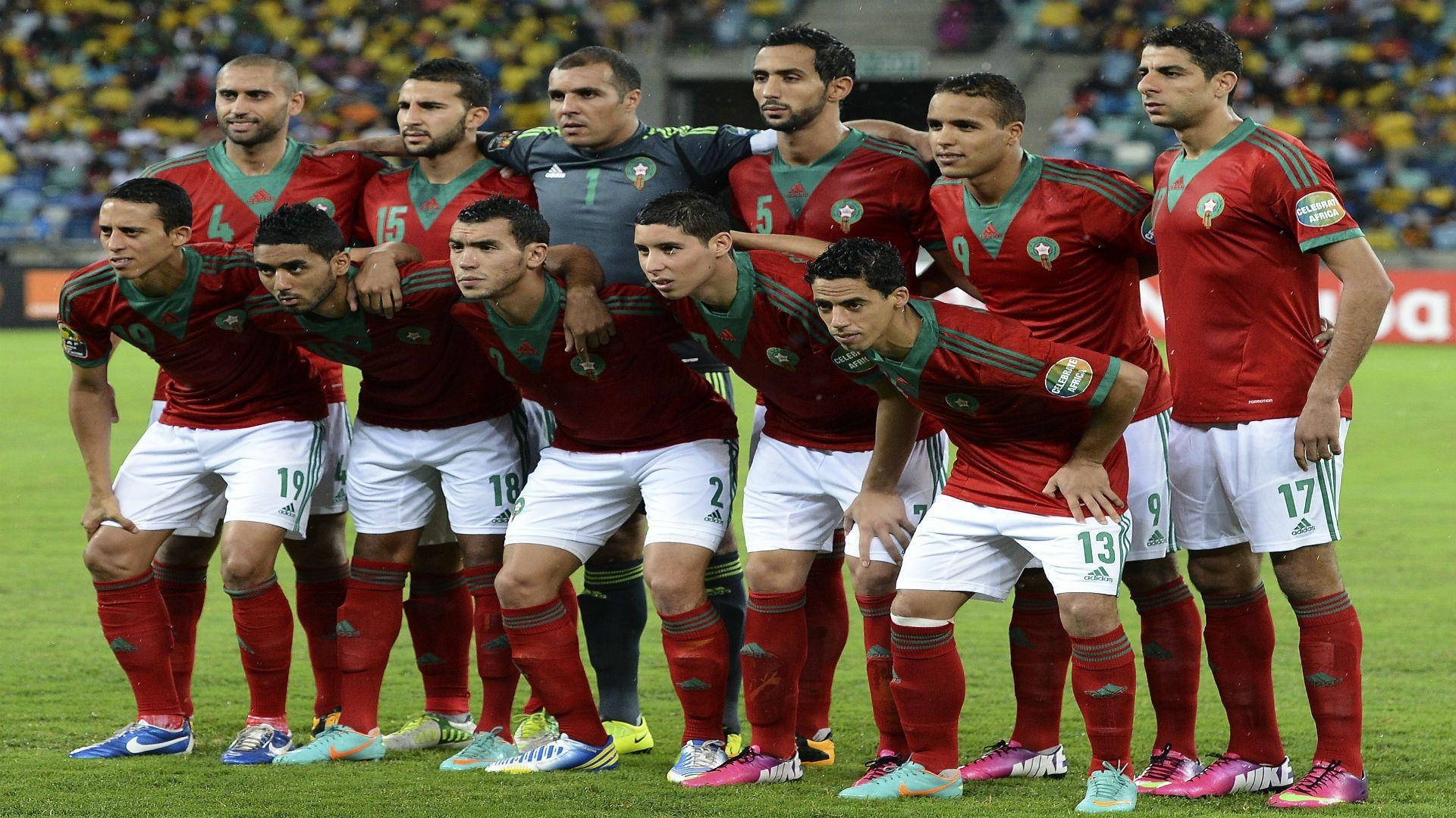 Morocco National Football Team Red And White Background