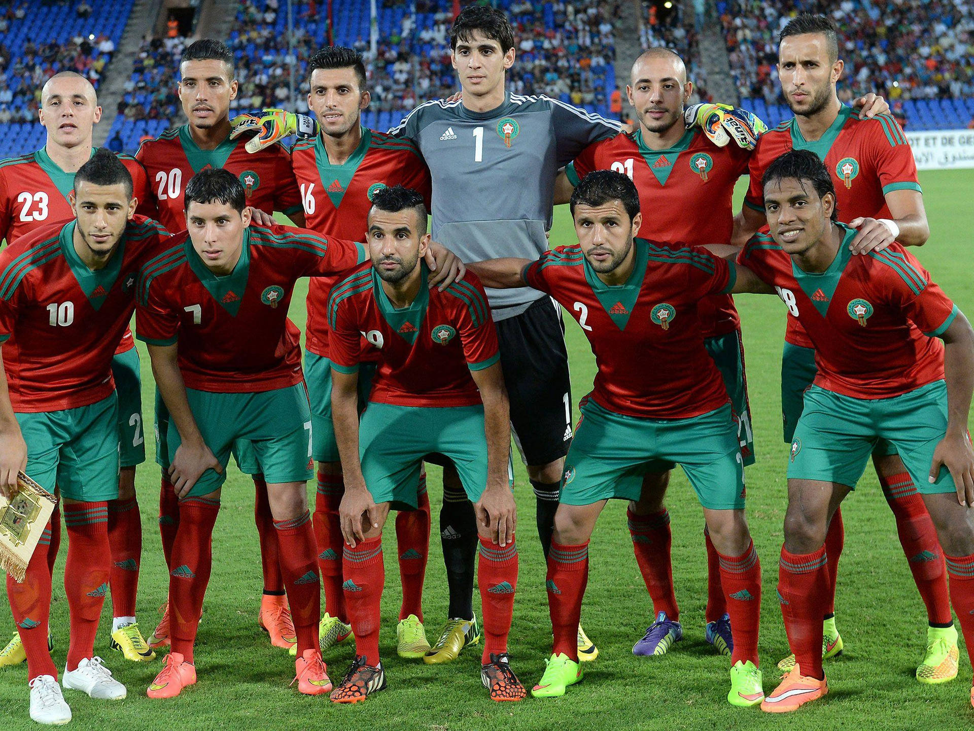 Morocco National Football Team With Gray Player Background