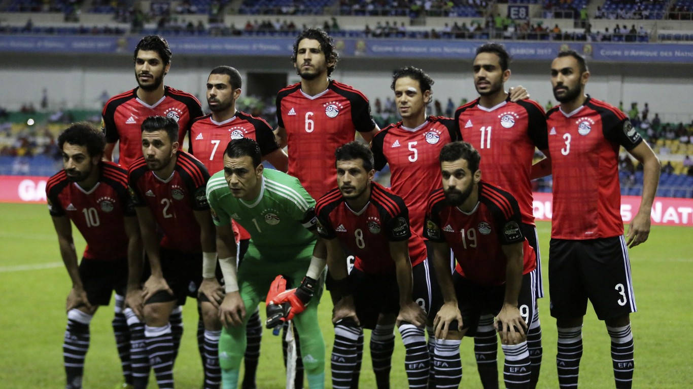 Morocco National Football Team With Green Player Background