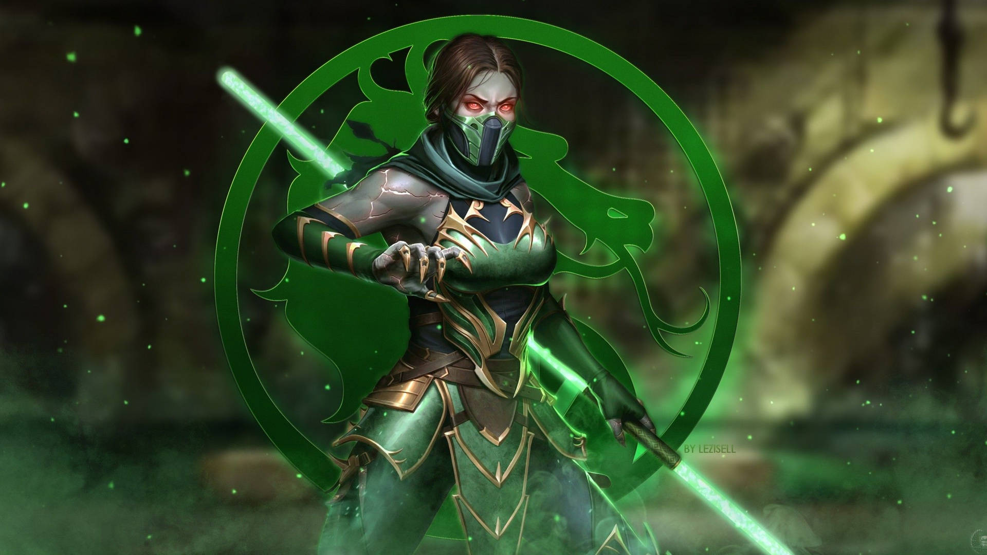 Mortal Kombat 11 Jade Green Logo Background