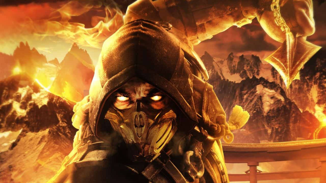 Mortal Kombat 11 Scorpion Fire Mountains Background