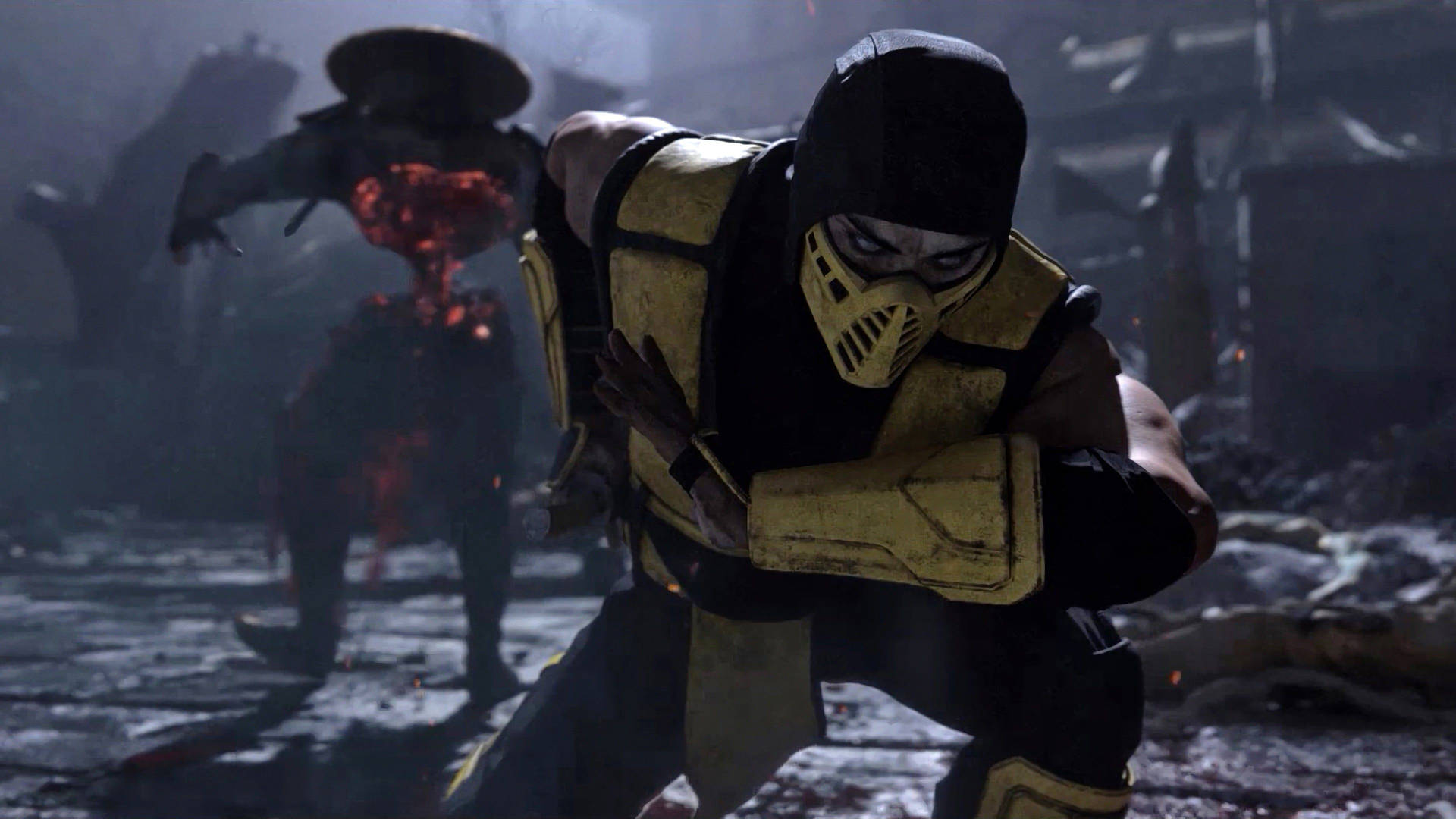 Mortal Kombat 11 Scorpion In Battle Background