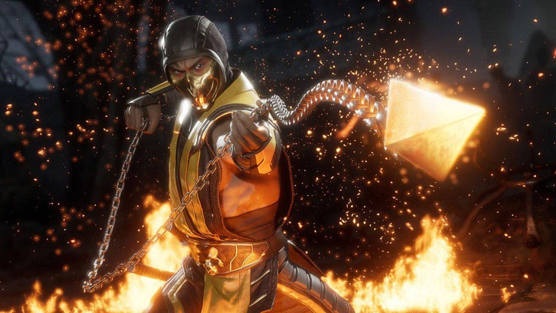 Mortal Kombat 11 Scorpion Spear Fire Background