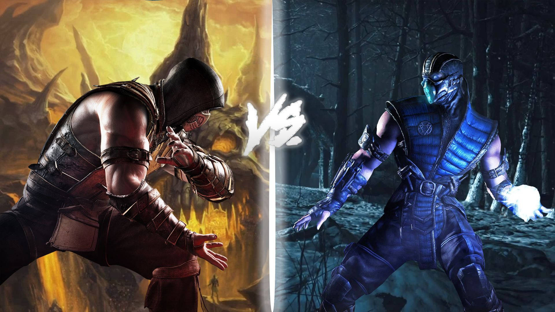 Mortal Kombat Scorpion Vs Sub Zero Battle Position Background