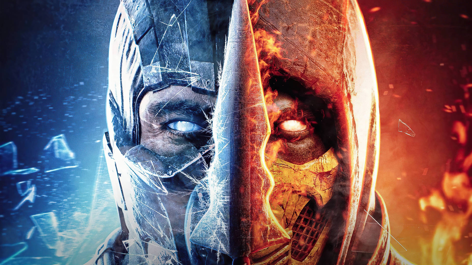 Mortal Kombat Scorpion Vs Sub Zero Behind Weapon Background