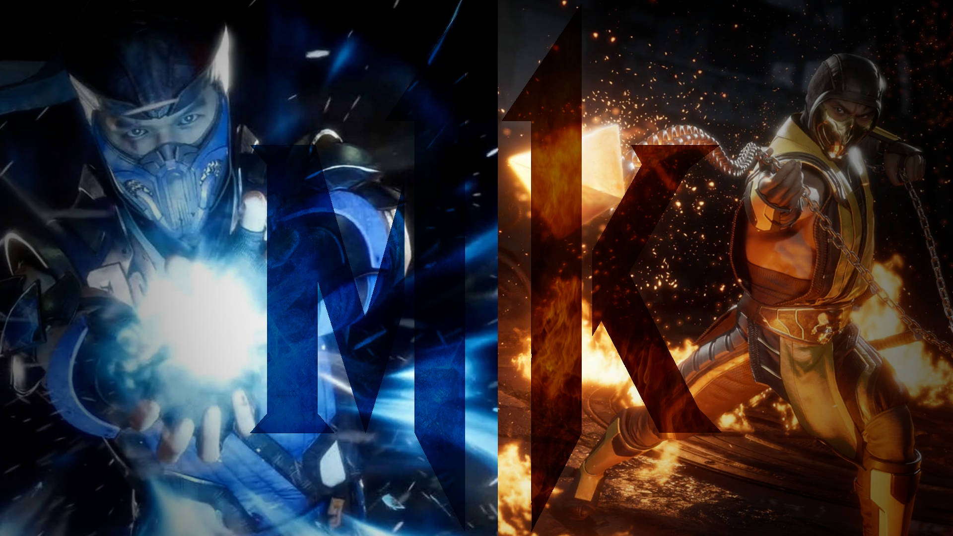 Mortal Kombat Scorpion Vs Sub Zero Collage Attacks Background