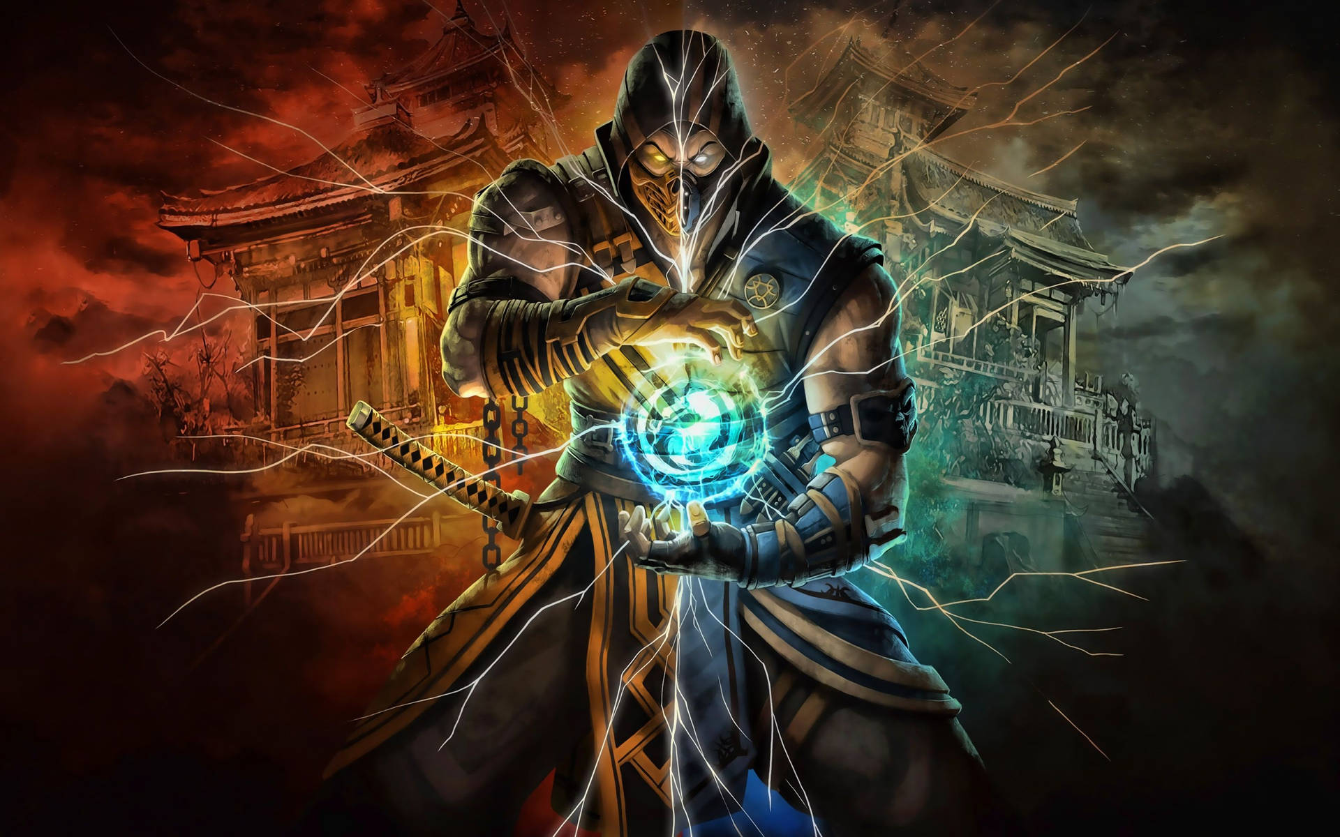 Mortal Kombat Scorpion Vs Sub Zero Merged Background
