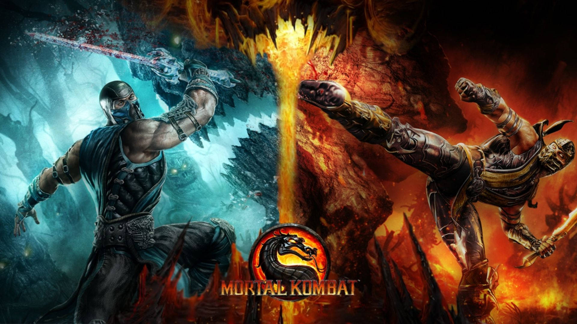 Mortal Kombat Scorpion Vs Sub Zero With Logo