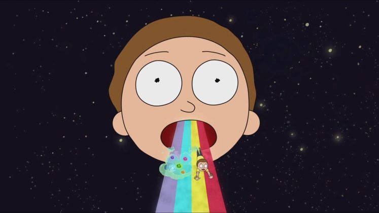 Morty Smith Headshot Rainbow Background