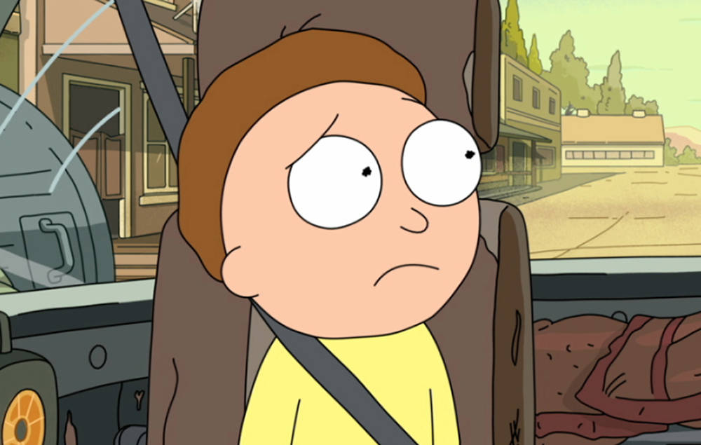 Morty Smith Sad On Passenger's Seat Background