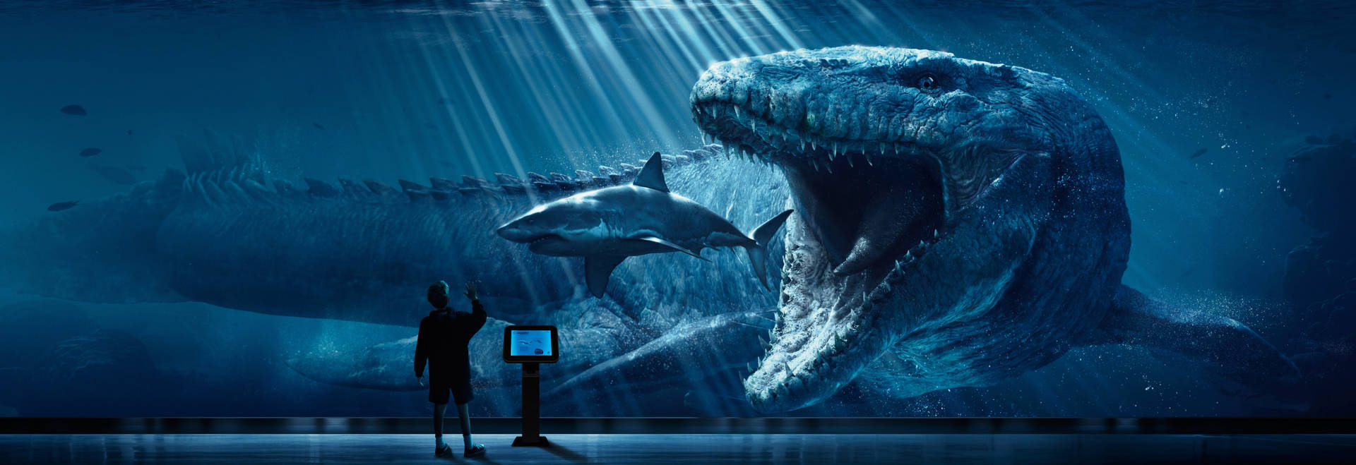 Mosasaurus In Aquarium Background