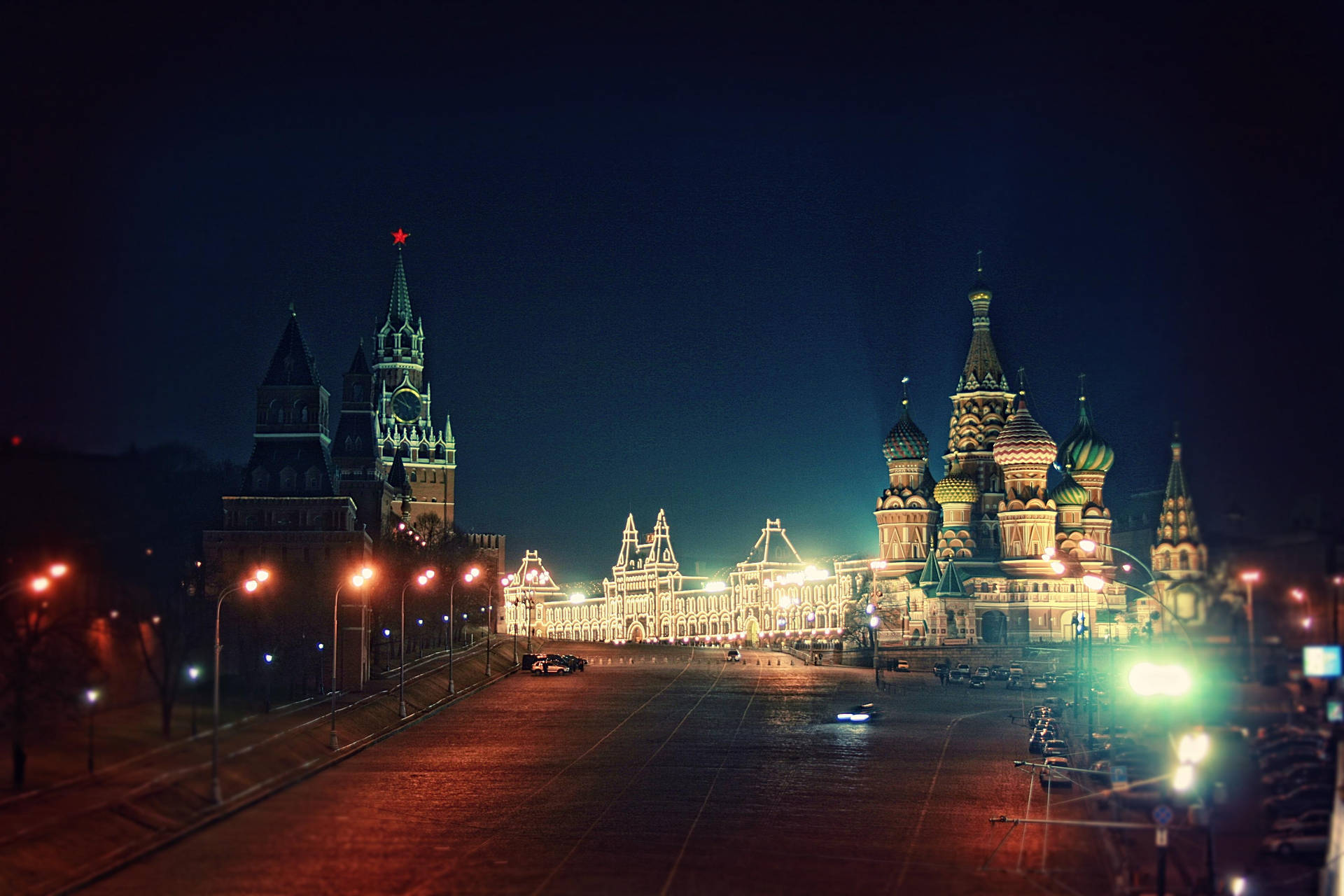Moscow Red Square Night View Background