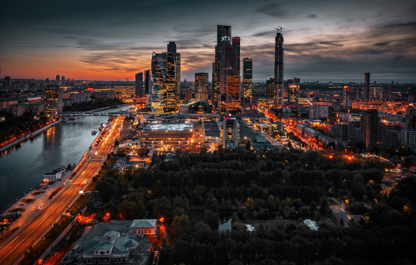 Moscow Russia Aerial Cityscape Background