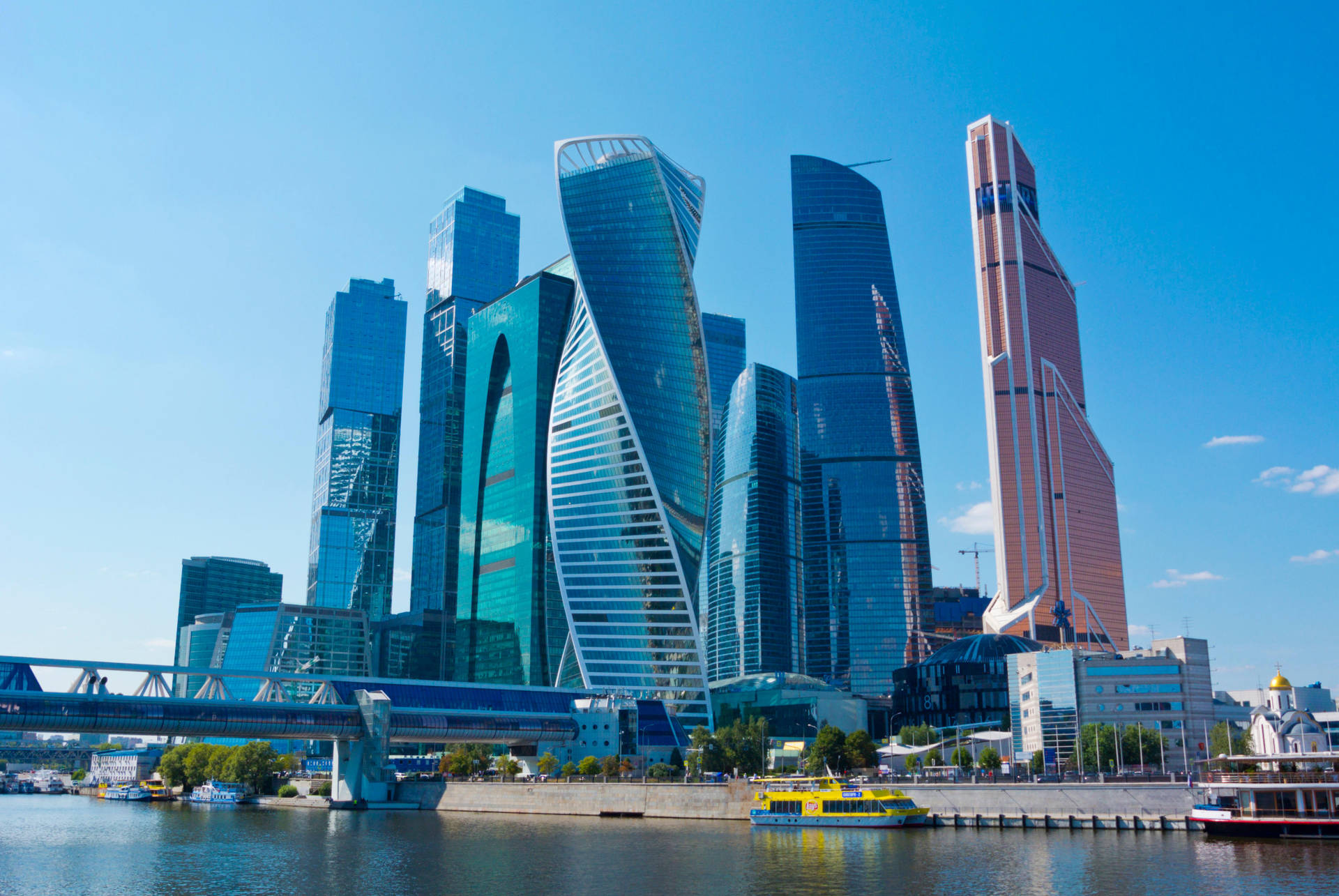 Moscow Russia Skyscrapers Daylight Background