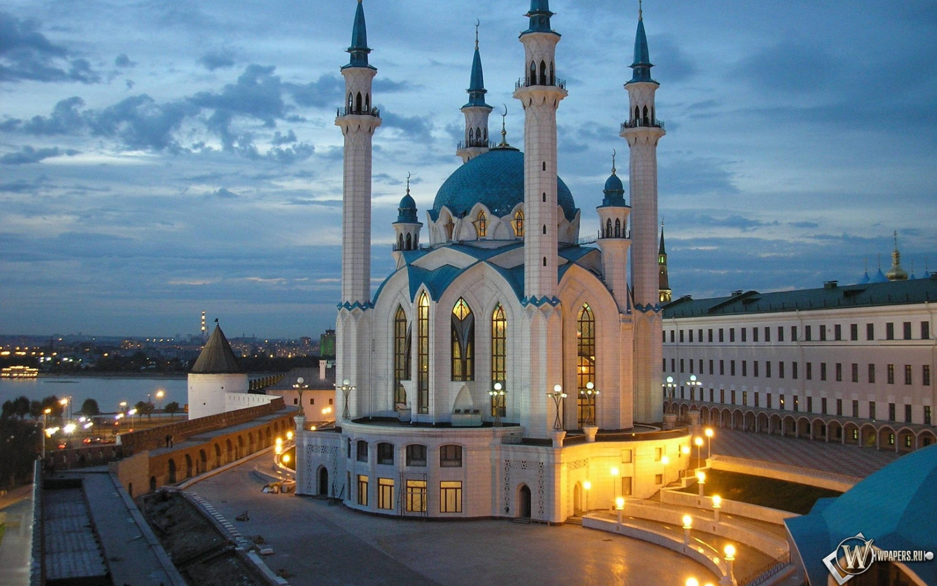 Mosque In Kazan At Night Background