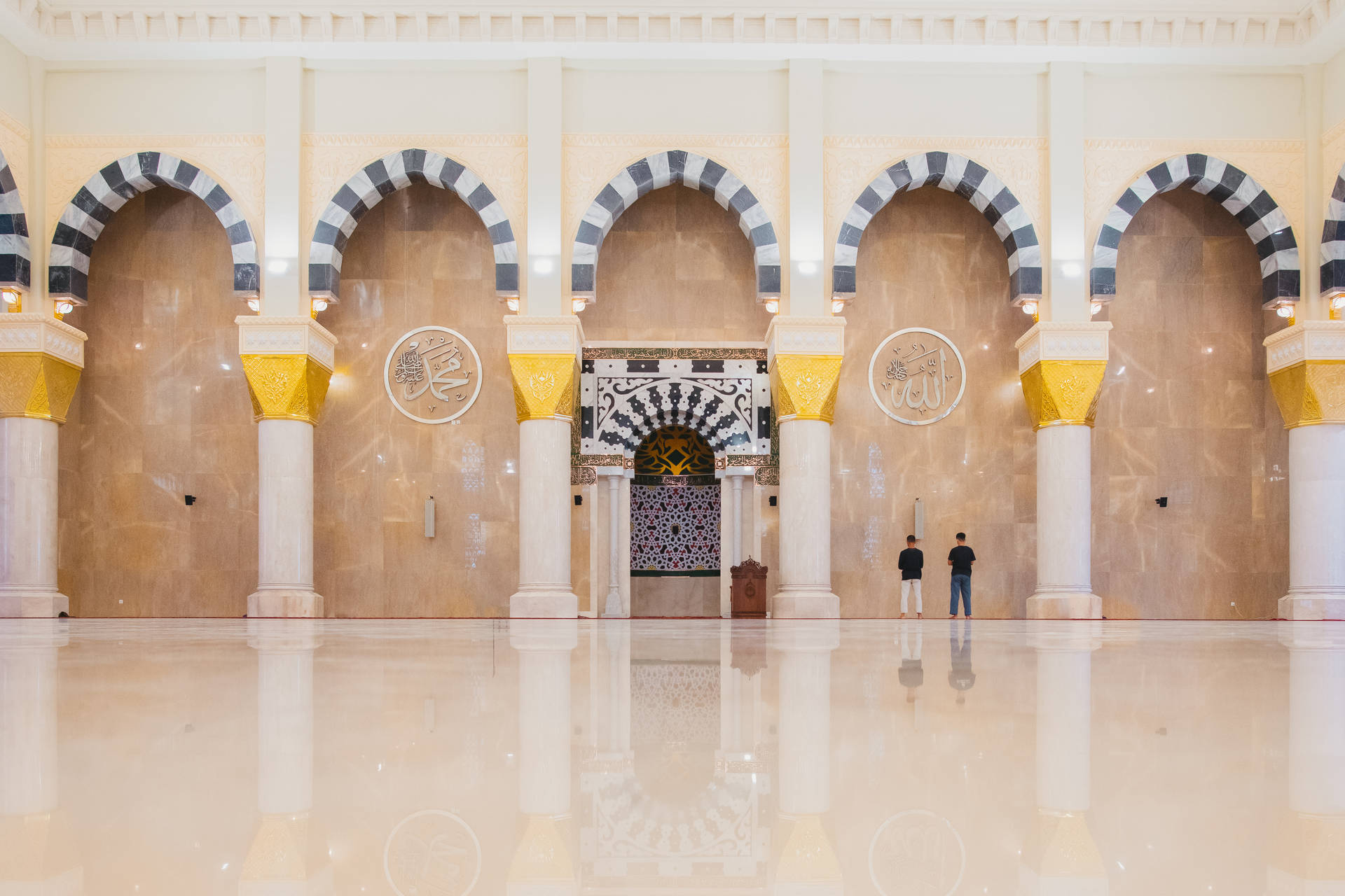 Mosque Interior Pemandangan Background