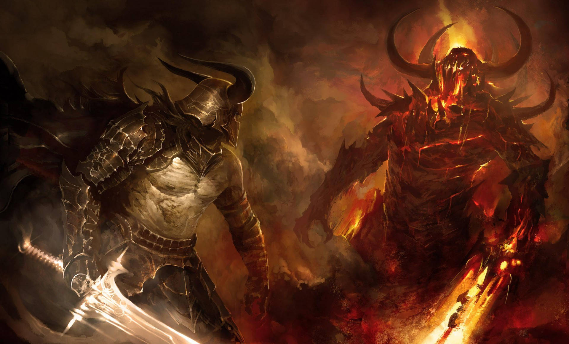 Most Badass Knight Vs Demon Face-off Background