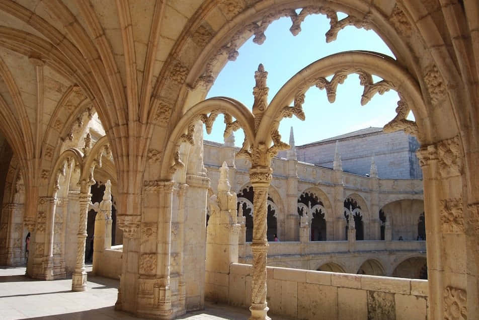 Mosteiro Dos Jeronimos Archways Background