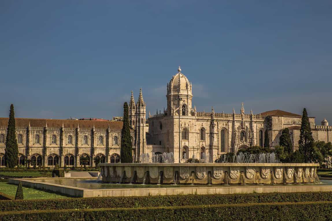 Mosteiro Dos Jeronimos Back Wide Shot Background
