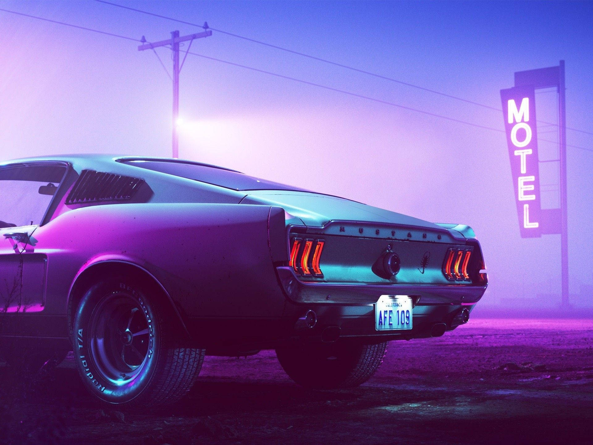 Motel And Car Aesthetic Purple Neon Computer