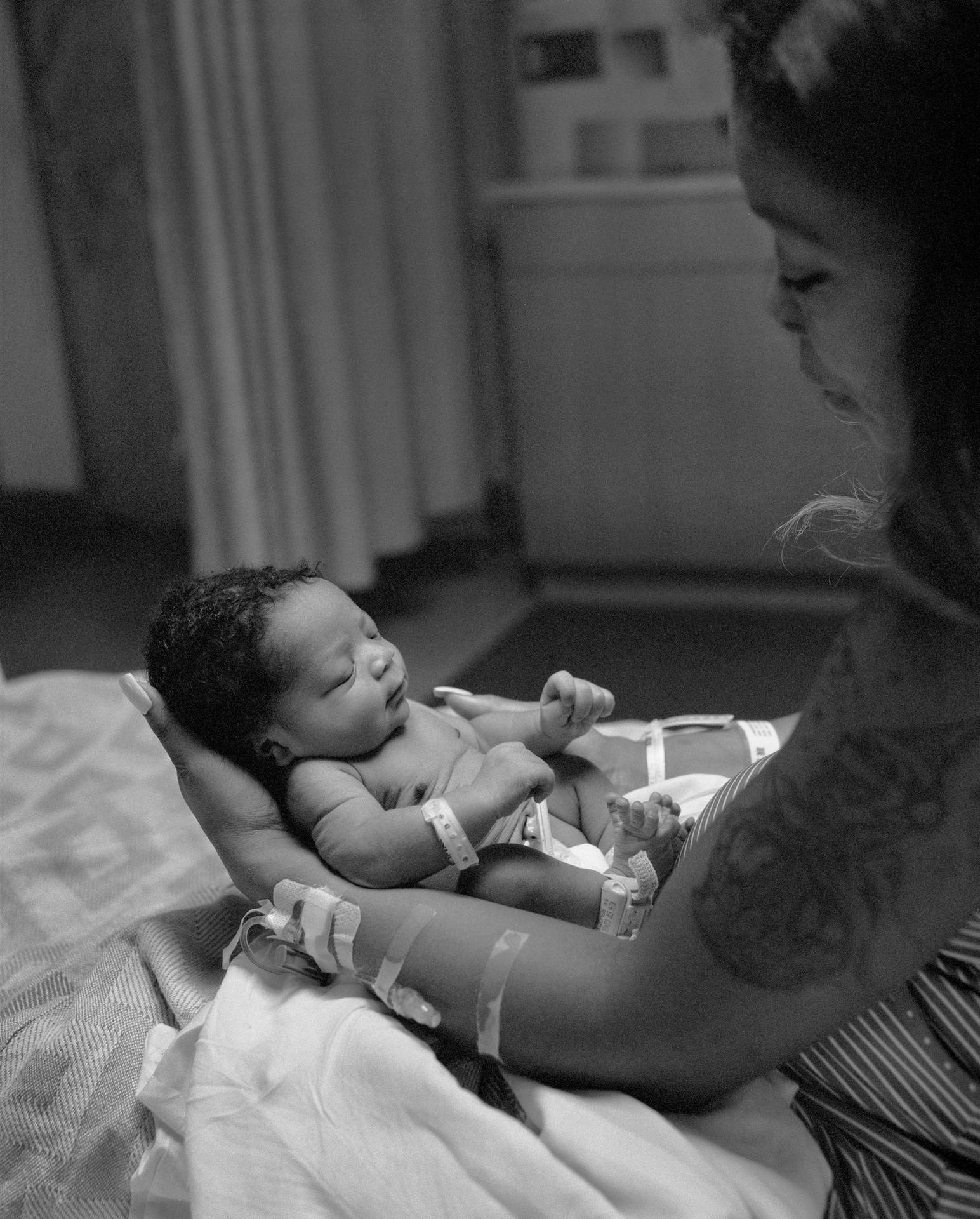 Mother And Baby At The Hospital Background