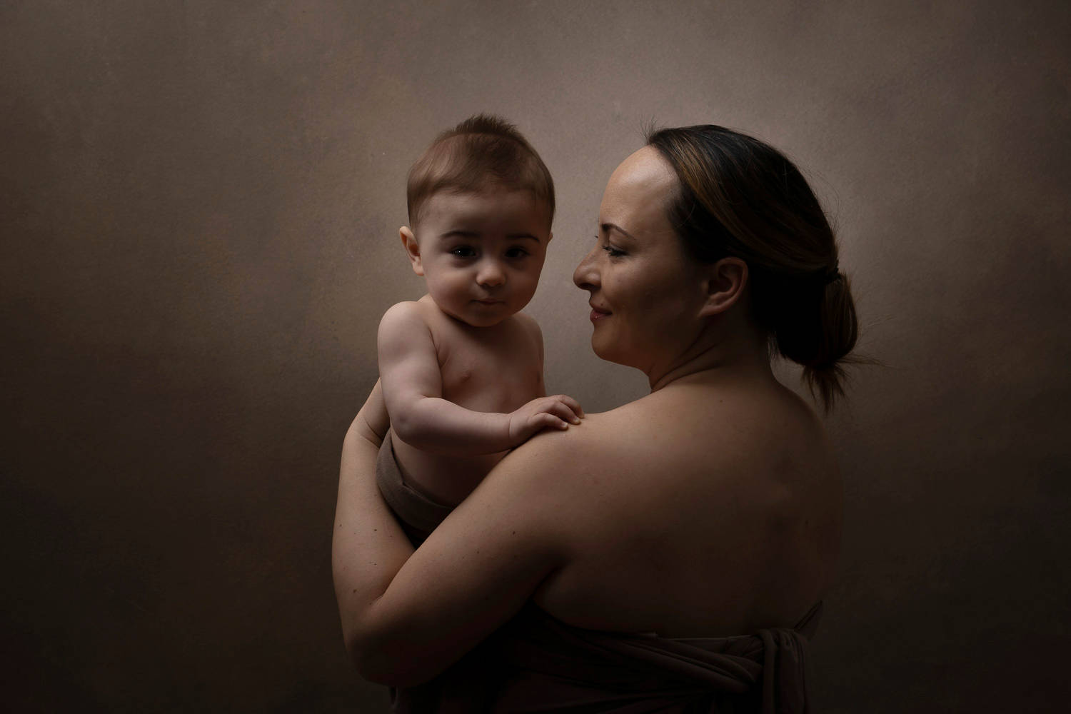 Mother And Baby Boy Minimalist Portrait