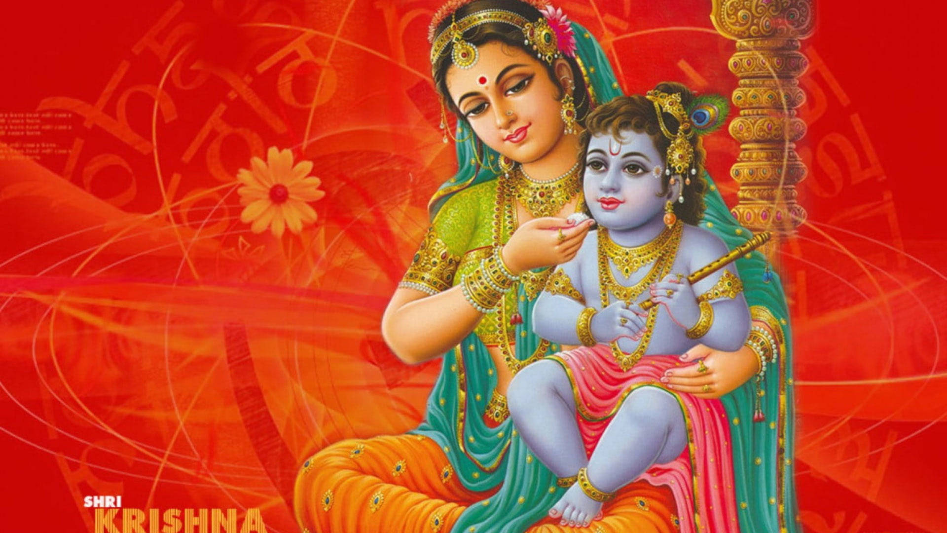 Mother And Baby Krishna 4k Background