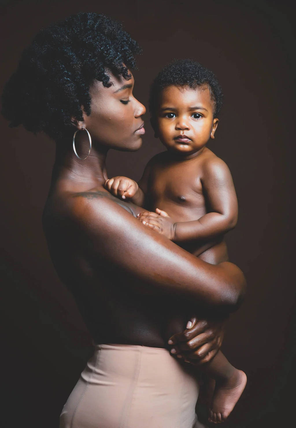 Mother And Baby With Beautiful Hair Background