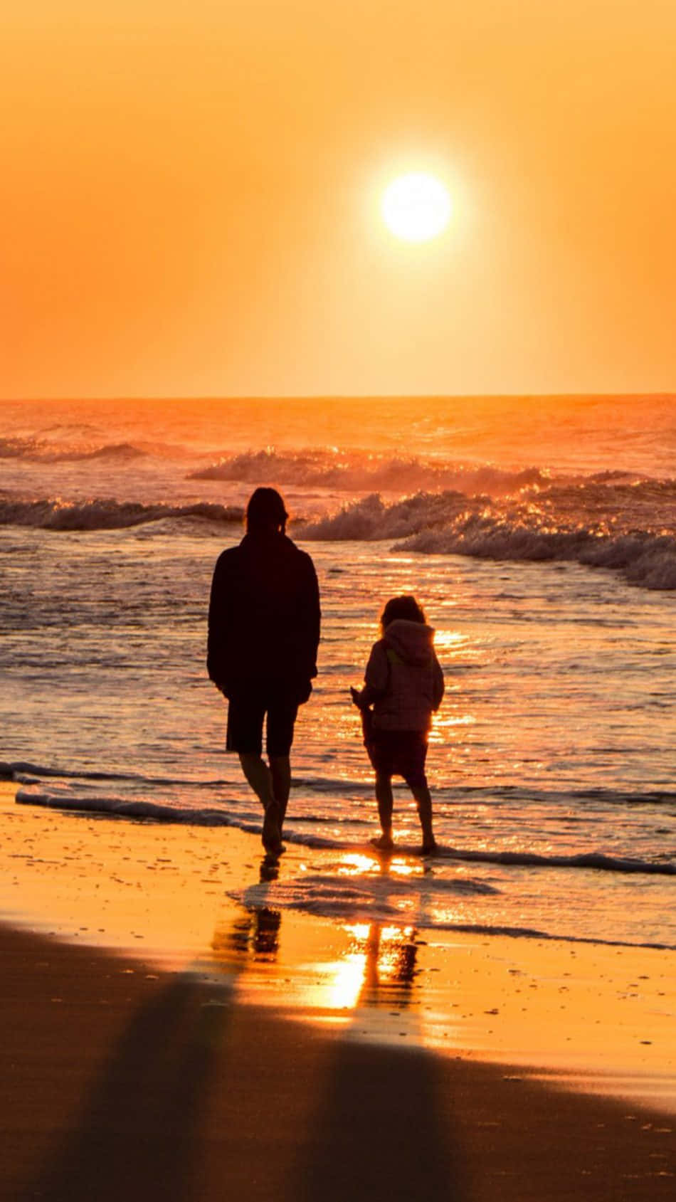 Mother And Child With Beach Sunset