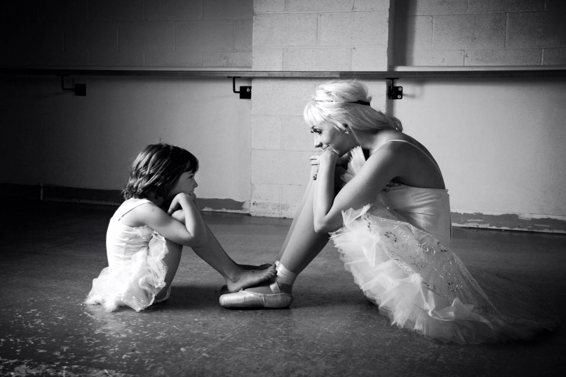 Mother And Daughter At Dance Studio Background