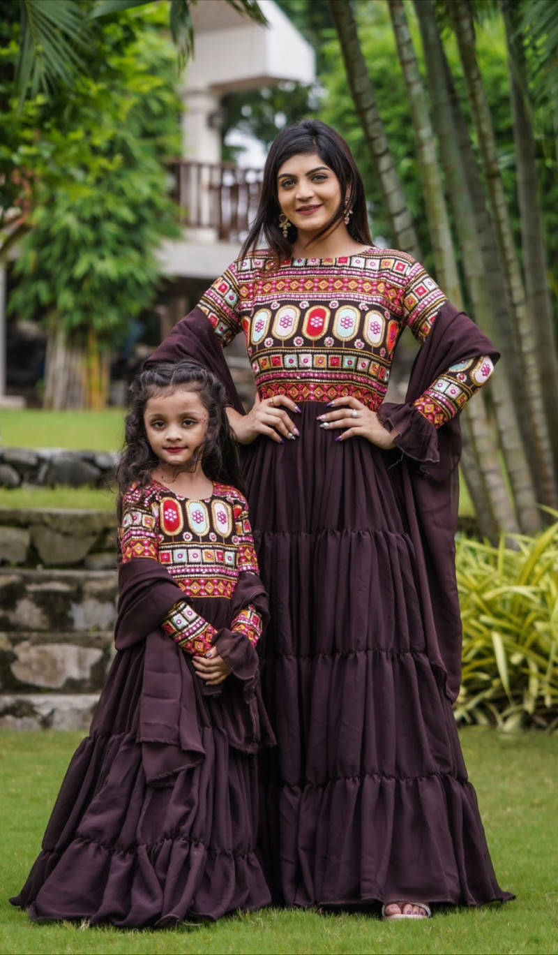 Mother And Daughter In Ethnic Garments