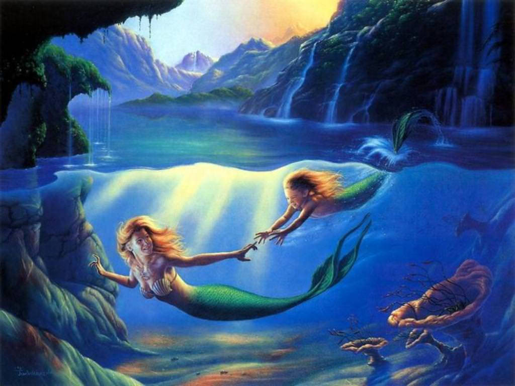 Mother And Daughter Mermaid Background