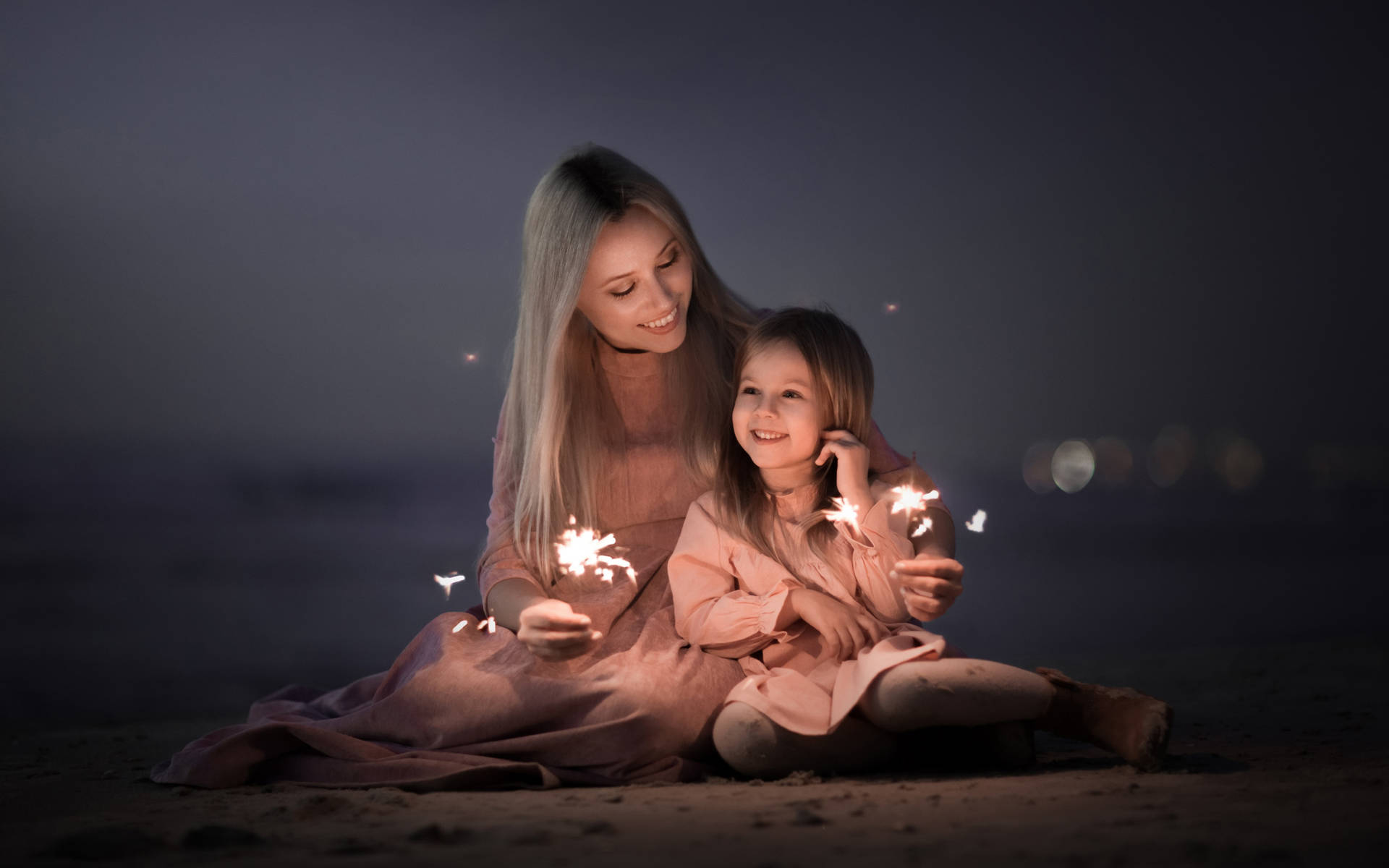 Mother And Daughter New Year Celebration