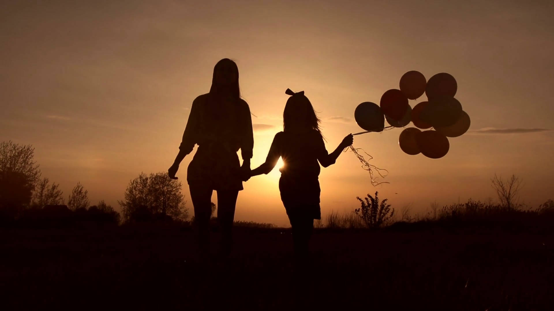 Mother And Daughter With Balloons Background